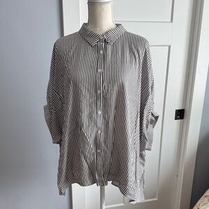 Striped Button Down Shirt - Black and White